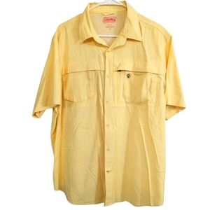 Coleman‎ Mens Outdoor Hiking Fishing Summer Shirt XL Yellow Breathable Pockets